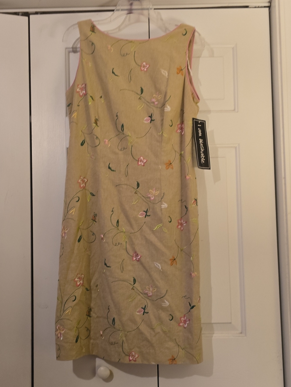 Sheri Martin Cream Embroidered Floral Shift Dress